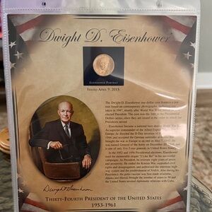 Dwight D. Eisenhower Commemorative Plaque and coin